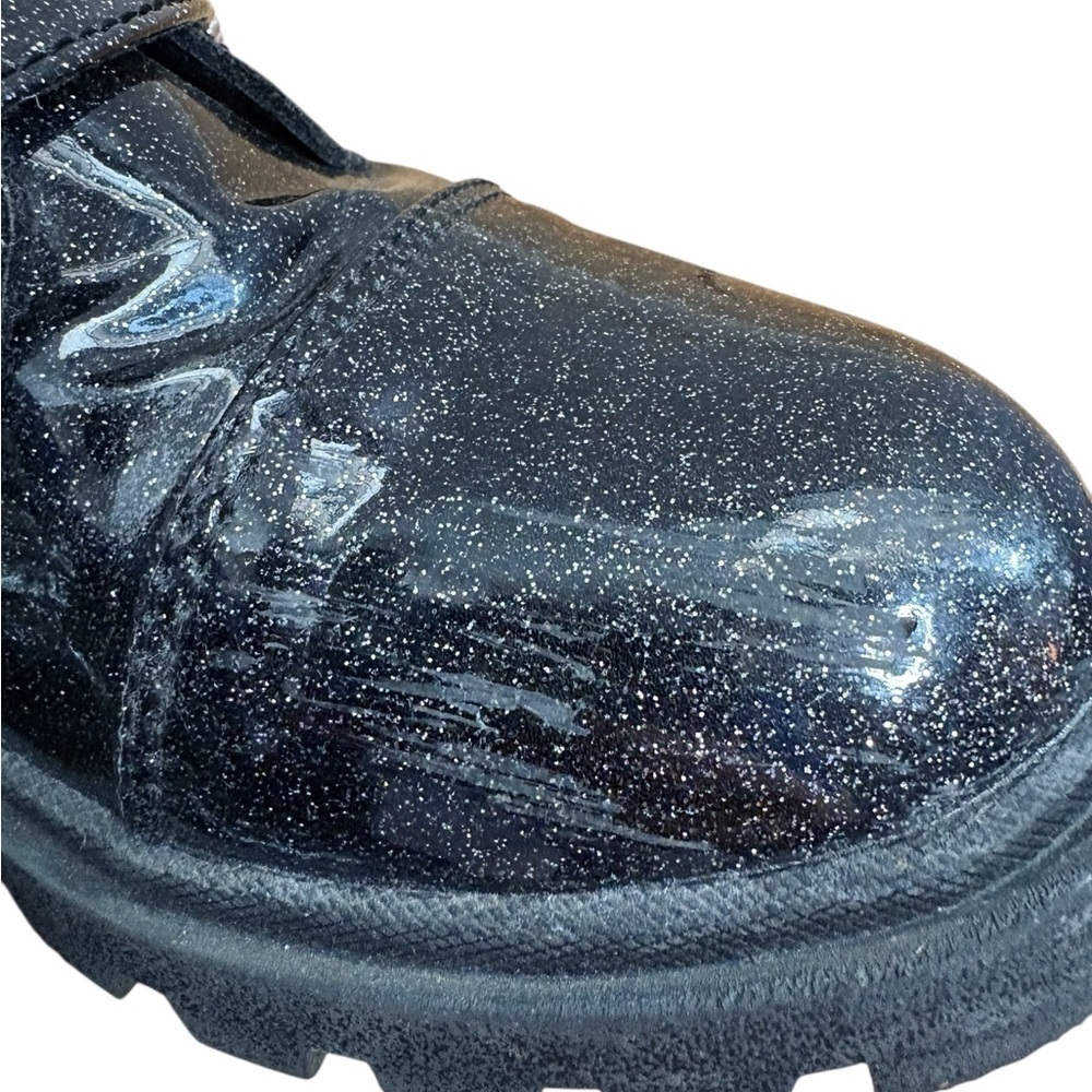 Justice Glittery Black big girls Kids Boots sz 3 zip+ 3 strap buckle preloved - Picture 12 of 12